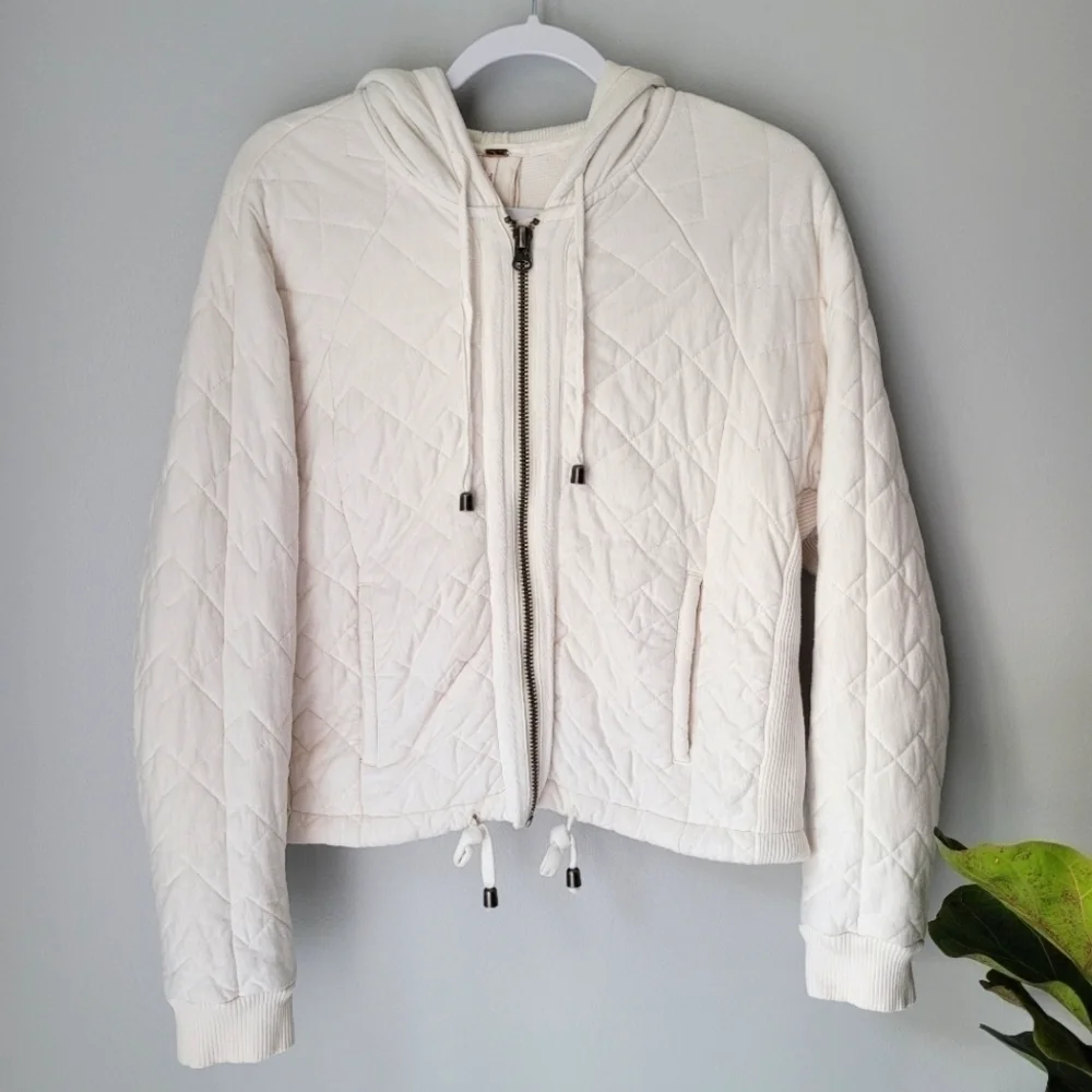 FREE PEOPLE Quilted Split Back Hooded Jacket
